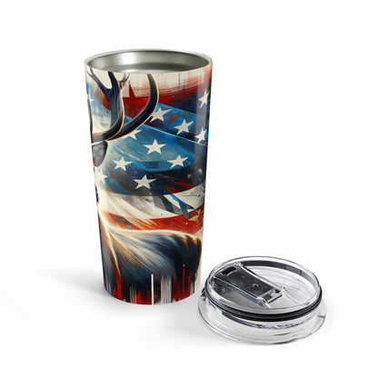 Tumbler with American flag design on a white background