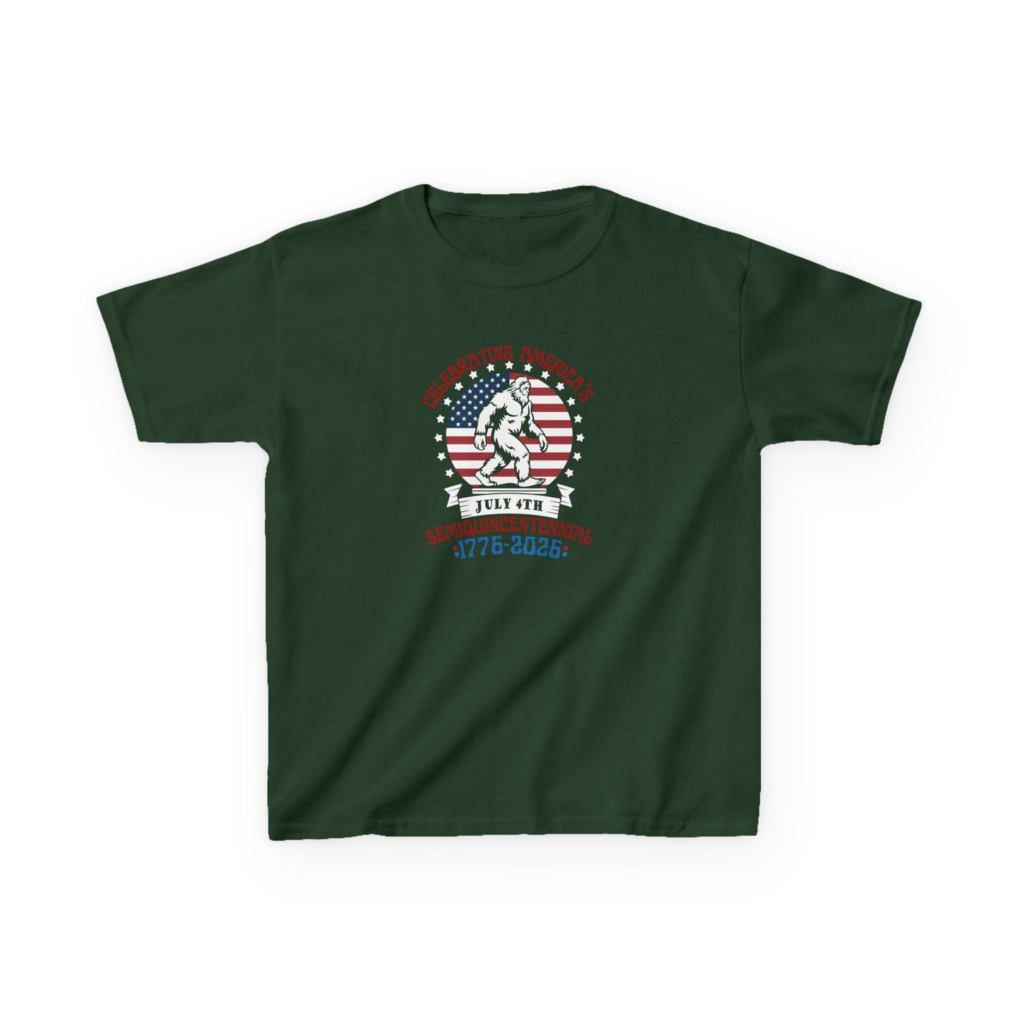 Green t-shirt with a graphic design on a white background