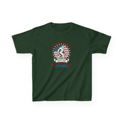 Green t-shirt with a graphic design on a white background