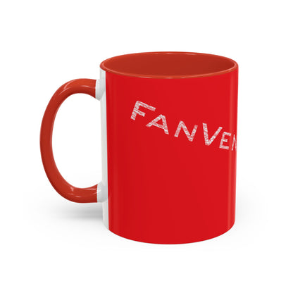 Red mug with printed on a white background