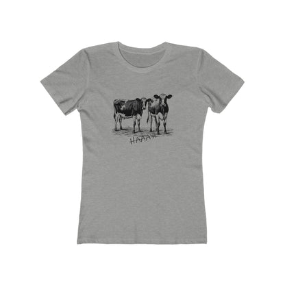Gray t-shirt with black cow illustration and 'HARV' text on a white background