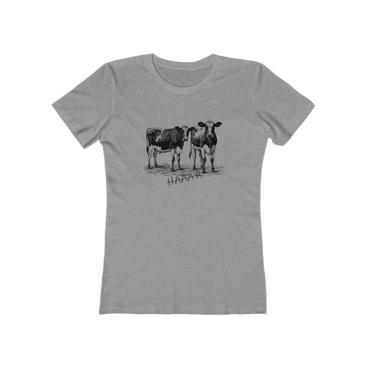 Gray t-shirt with black cow illustration and 'HARV' text on a white background