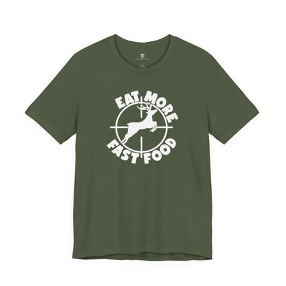 Black t-shirt with graphic on a white background