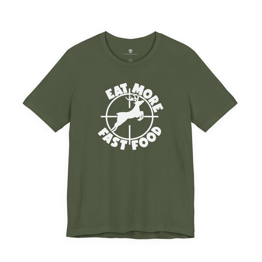 Black t-shirt with graphic on a white background