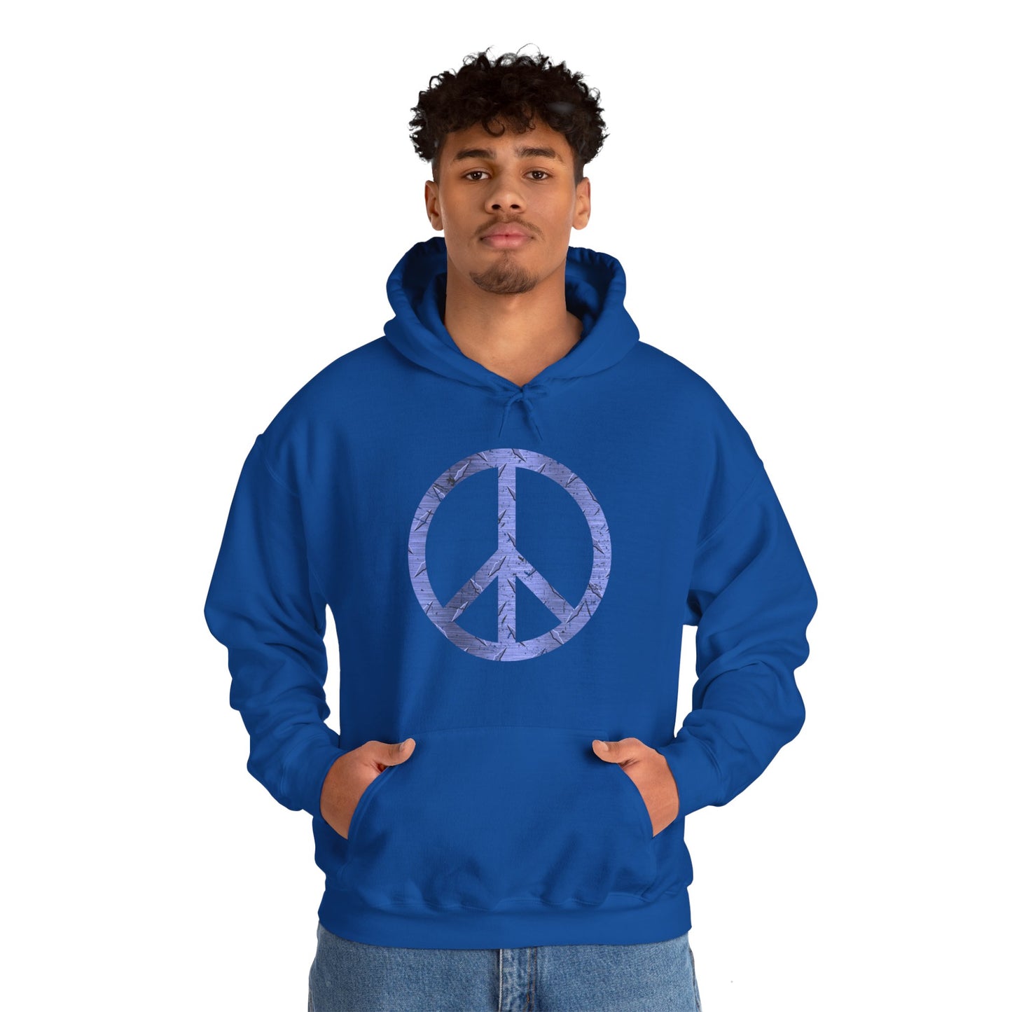 Cool Hoodie Graphic Peace Sign Blue