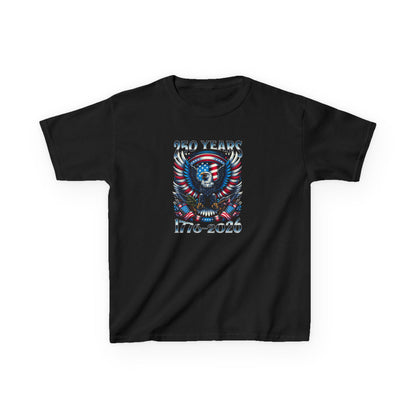 Black t-shirt with a graphic design featuring an eagle and American flag on a white background