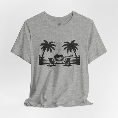 Unisex T-Shirt Guitar Music Beach Grey