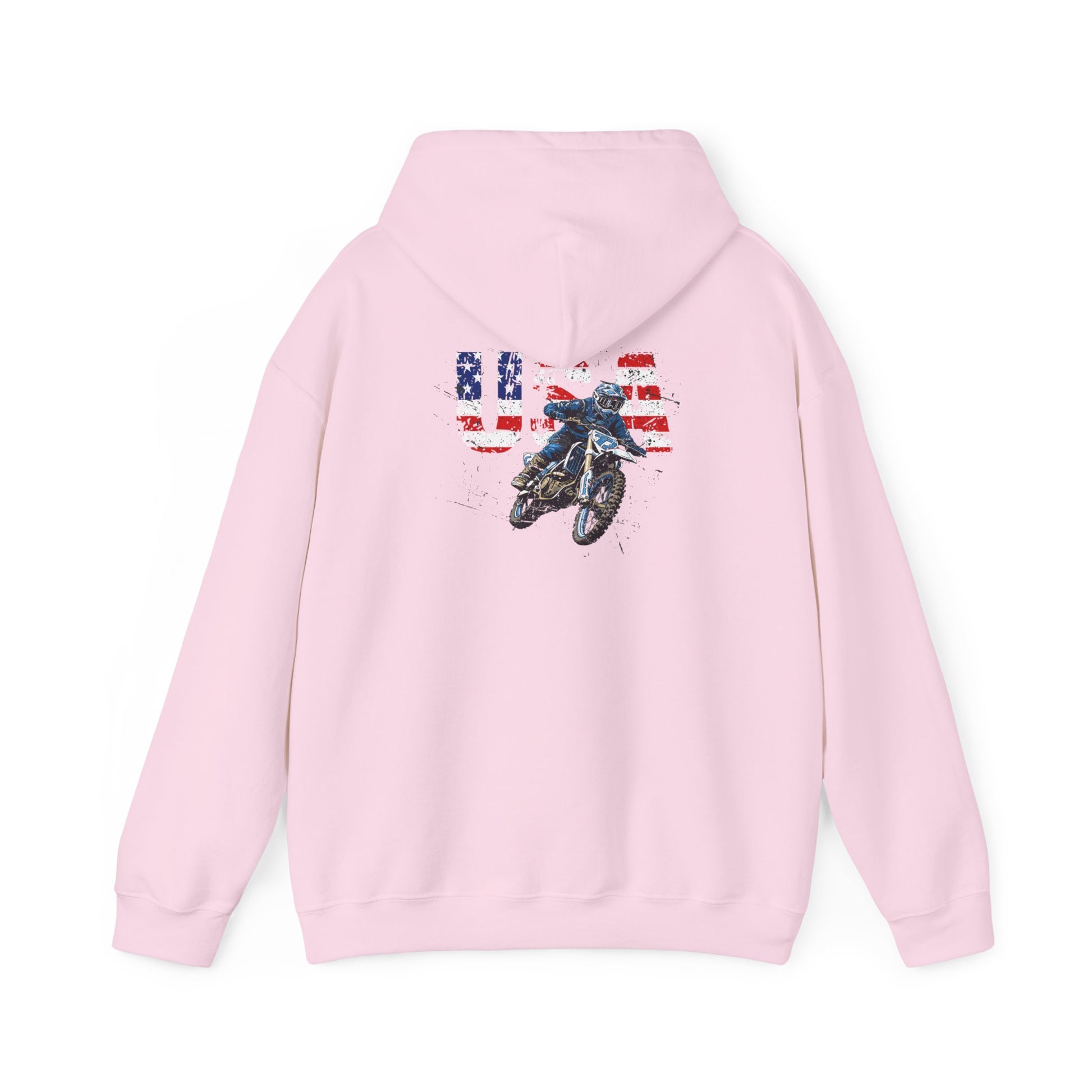 Unisex Hoodie Patriotic USA Dirt Bike Motorcycle Pink