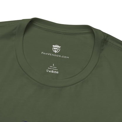 Green t-shirt with 'FanVendor.com' logo and text on a white background