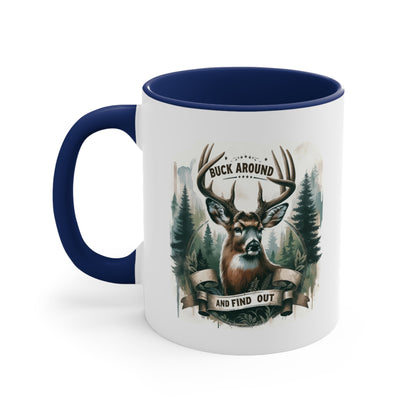 Accent Coffee Mug Cool Funny Deer Hunting Graphic Navy