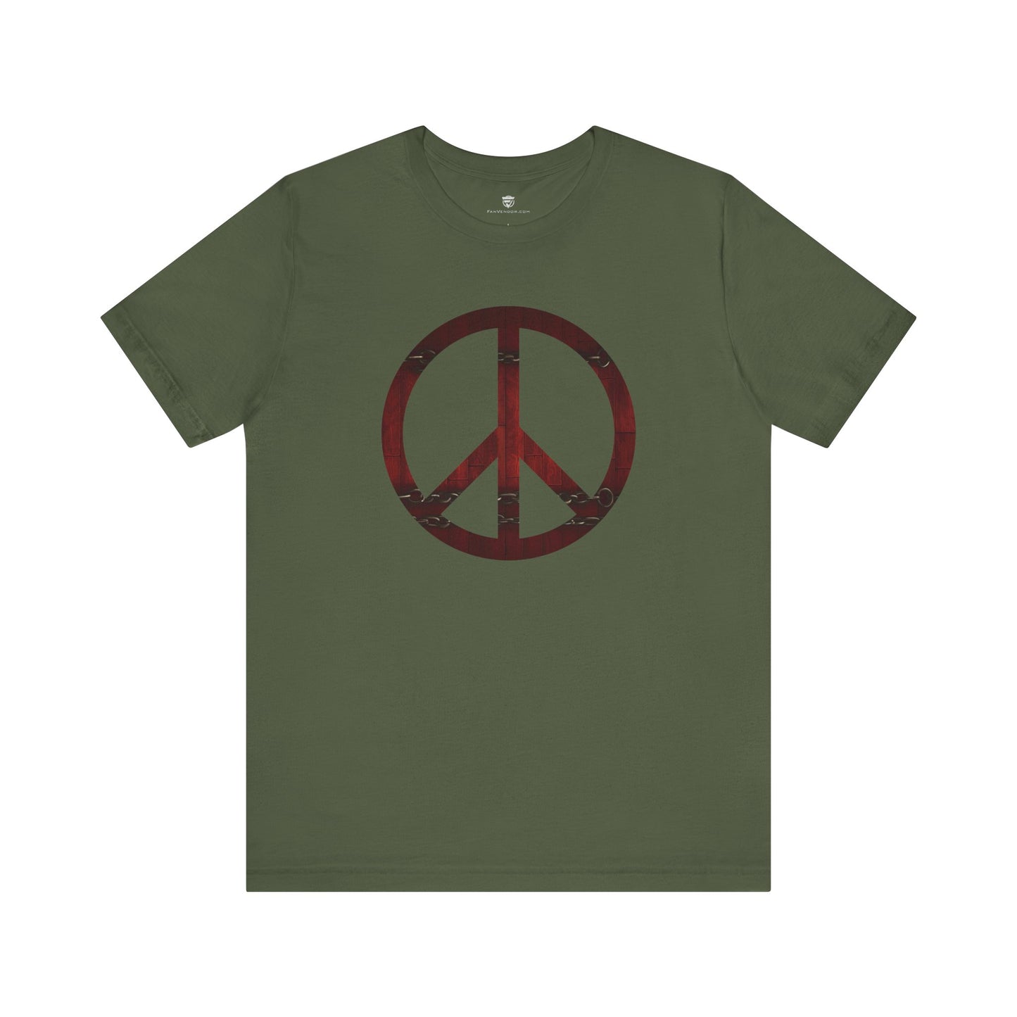 Unisex T-Shirt Chest Wood Peace Sign Military Green