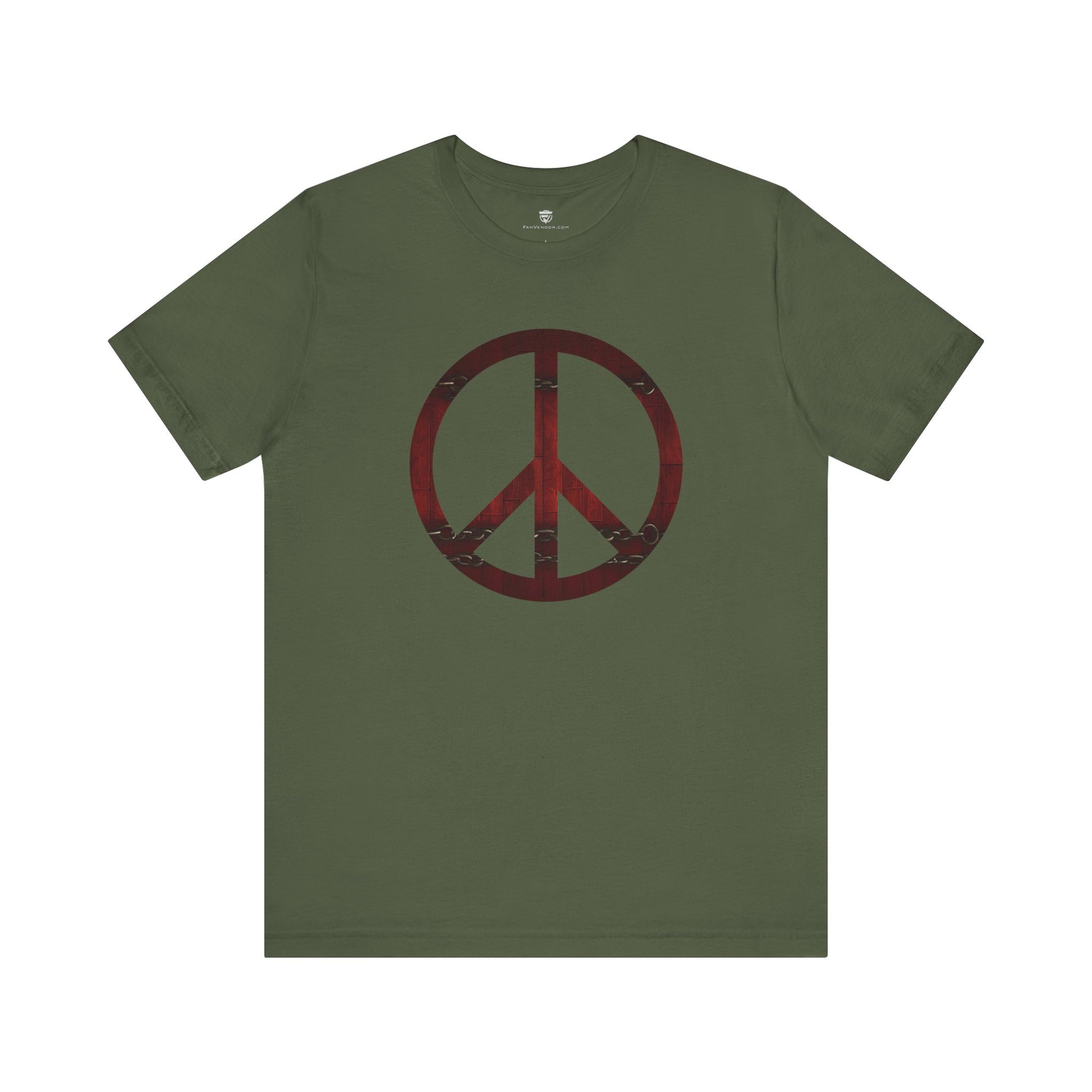 Unisex T-Shirt Chest Wood Peace Sign Military Green