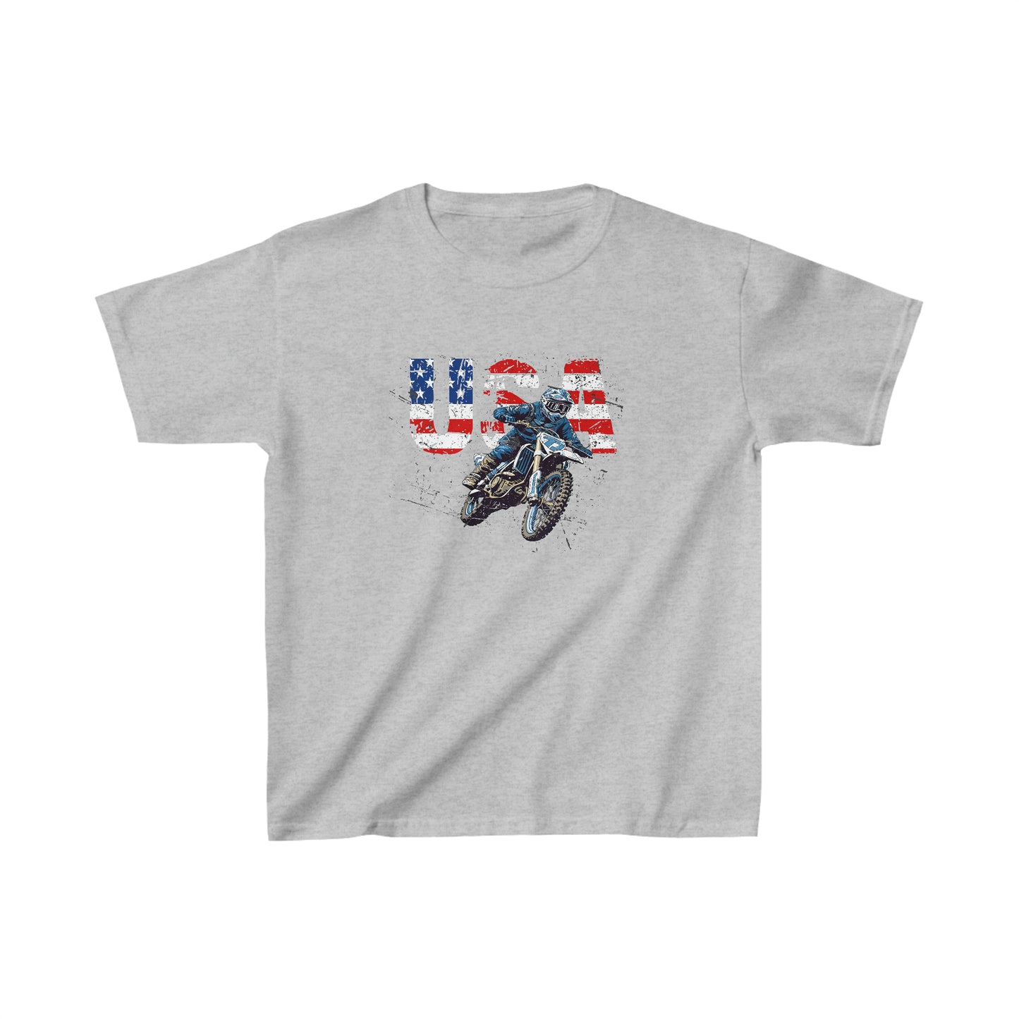 Kids Unisex T-Shirt USA Dirt Bike Grey