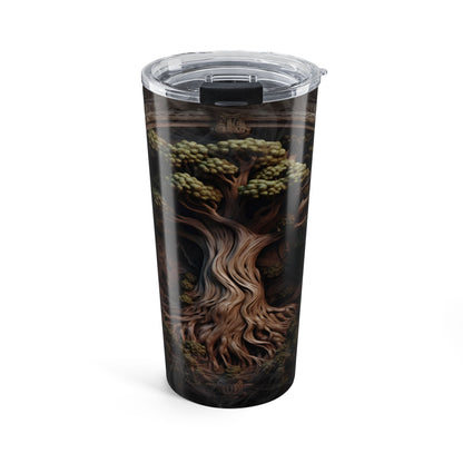 Tumbler with a tree design on a white background
