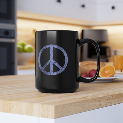 15oz Black Coffee Mug - Blue Steel Peace Sign