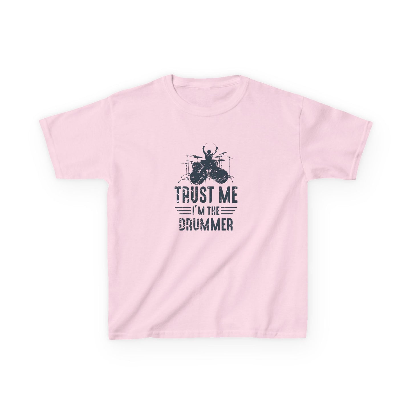 Pink t-shirt with graphic and text on a white background