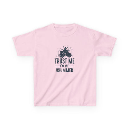 Pink t-shirt with graphic and text on a white background