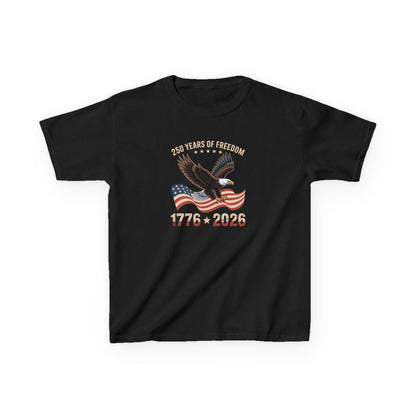 Black t-shirt with American flag and eagle design on a white background