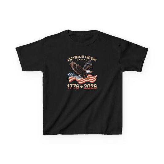 Black t-shirt with American flag and eagle design on a white background