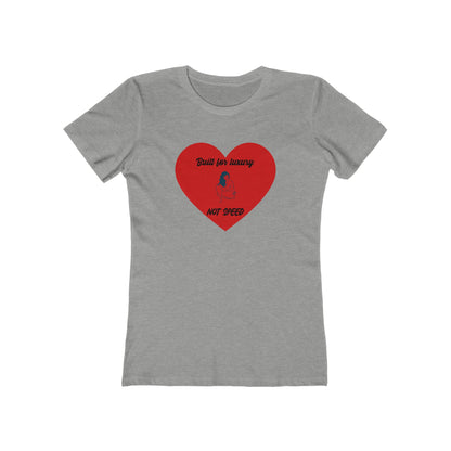 Gray t-shirt with a red heart graphic and text on a white background