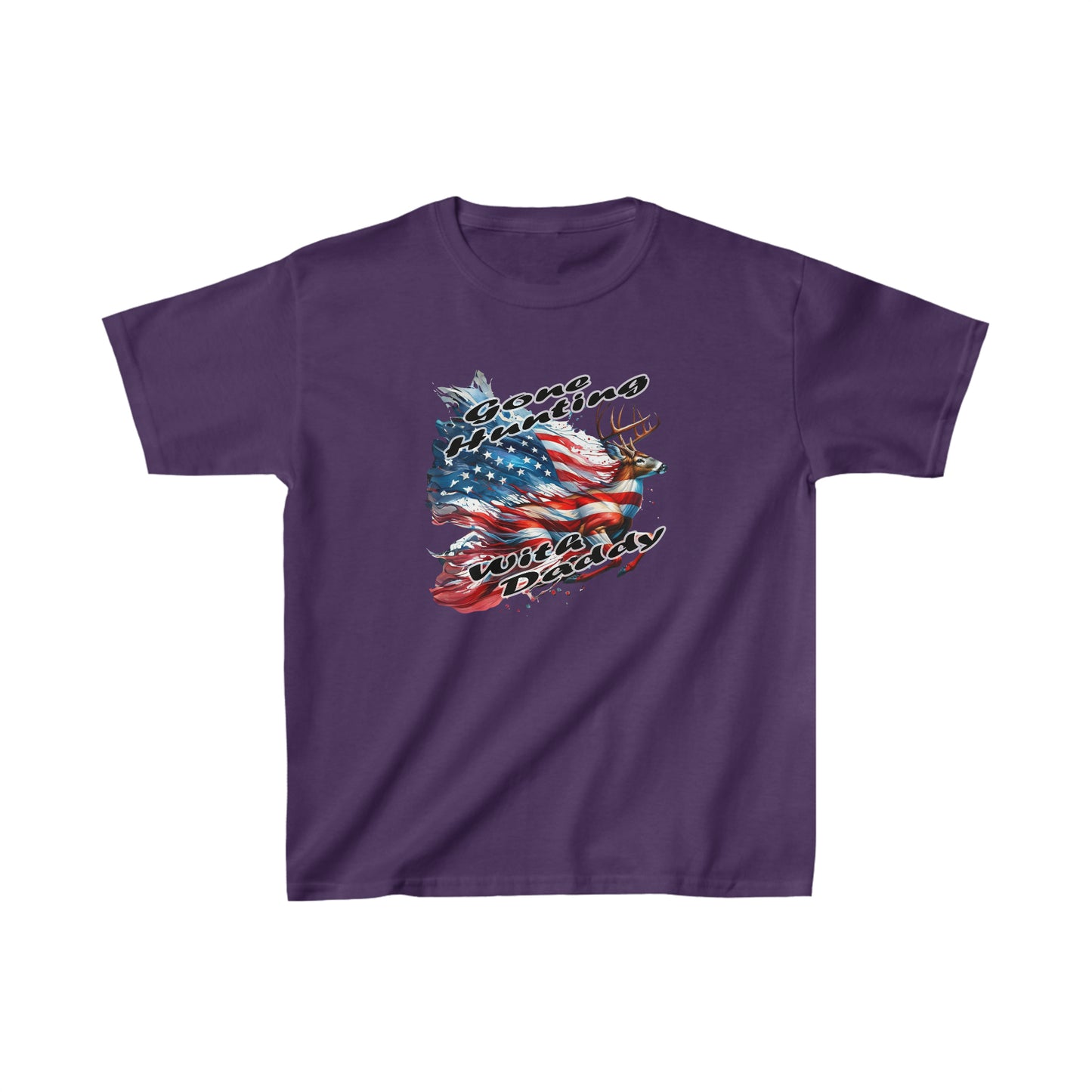 Kids Unisex T-Shirt Patriotic Hunting Deer Purple