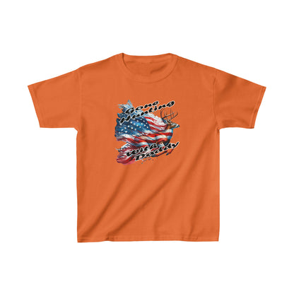 Kids Unisex T-Shirt Patriotic Hunting Deer Orange