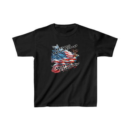 Kids Unisex T-Shirt Patriotic Hunting Deer Black