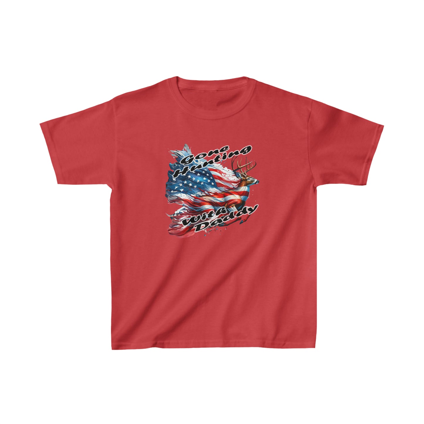 Kids Unisex T-Shirt Patriotic Hunting Deer Red