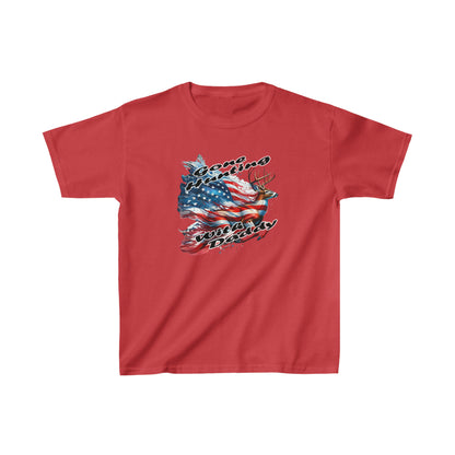 Kids Unisex T-Shirt Patriotic Hunting Deer Red