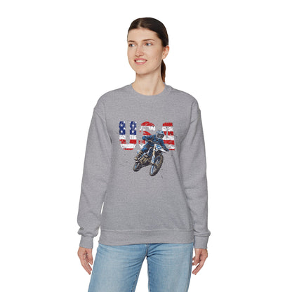 Unisex Motorcycle Sweatshirt America USA Dirt Bike Grey