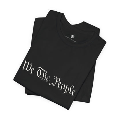 Black t-shirt with 'We The People' text on a white background