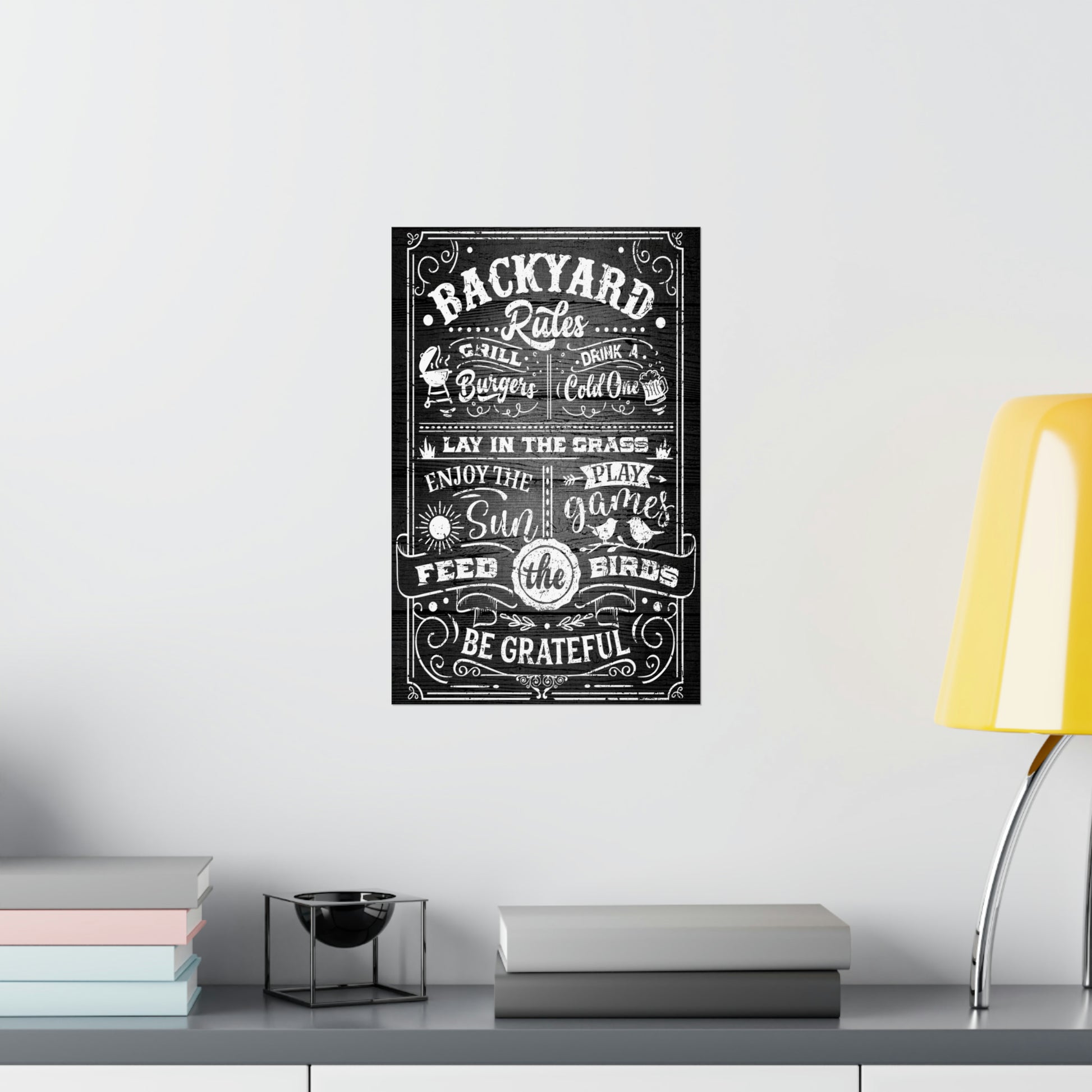 Cool Graphic Poster Backyard Rules Black