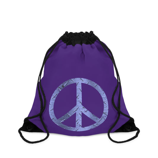 Cool Athletic Drawstring Bag Peace Sign Blue