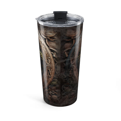 Tumbler with a detailed design on a white background