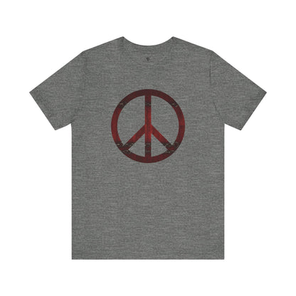 Unisex T-Shirt Chest Wood Peace Sign Grey