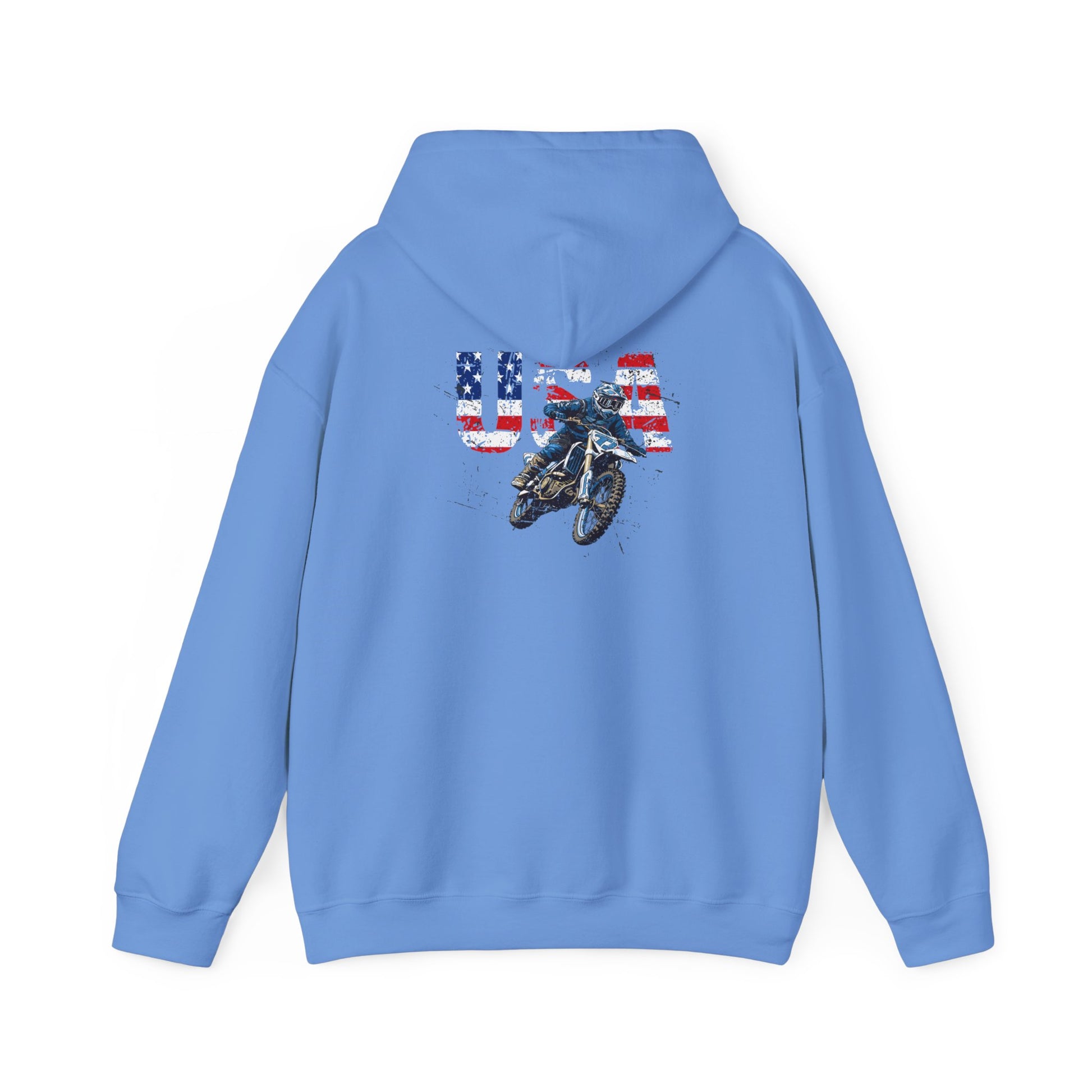 Unisex Hoodie Patriotic USA Dirt Bike Motorcycle Blue