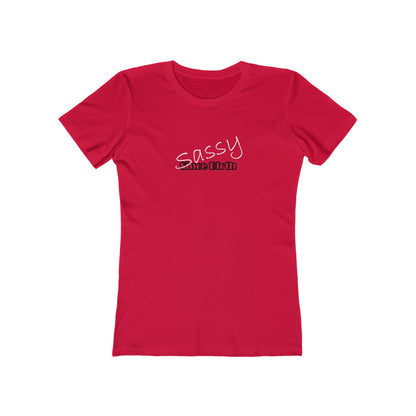 Red t-shirt with 'Sassy' text on a white background