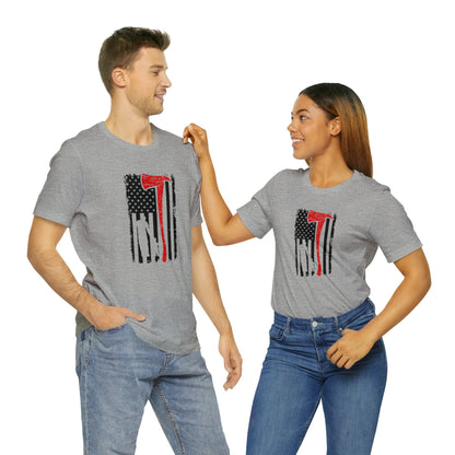 Patriotic Fireman Graphic Tee Unisex Grey