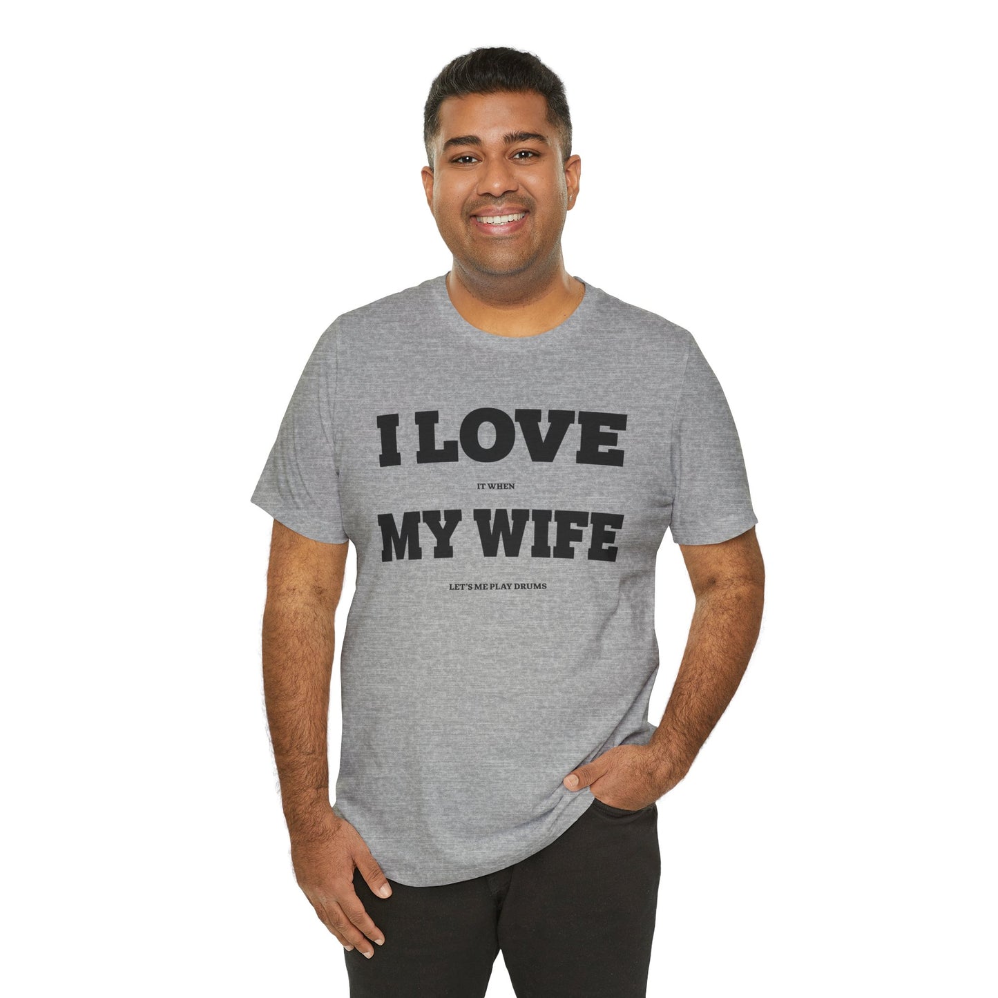 Funny Unisex T-Shirt Drummer Music Wife Grey