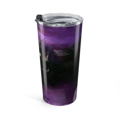 Purple tumbler with a black interior on a white background