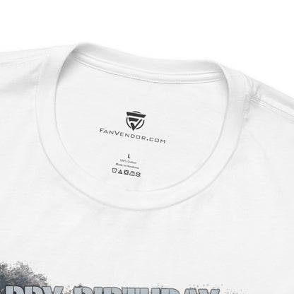 White t-shirt with 'FanVendor.com' logo and text on a white background