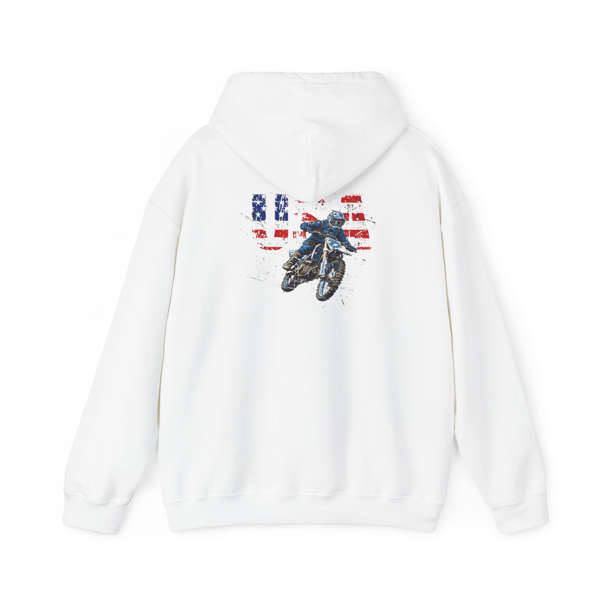 Unisex Hoodie Patriotic USA Dirt Bike Motorcycle White