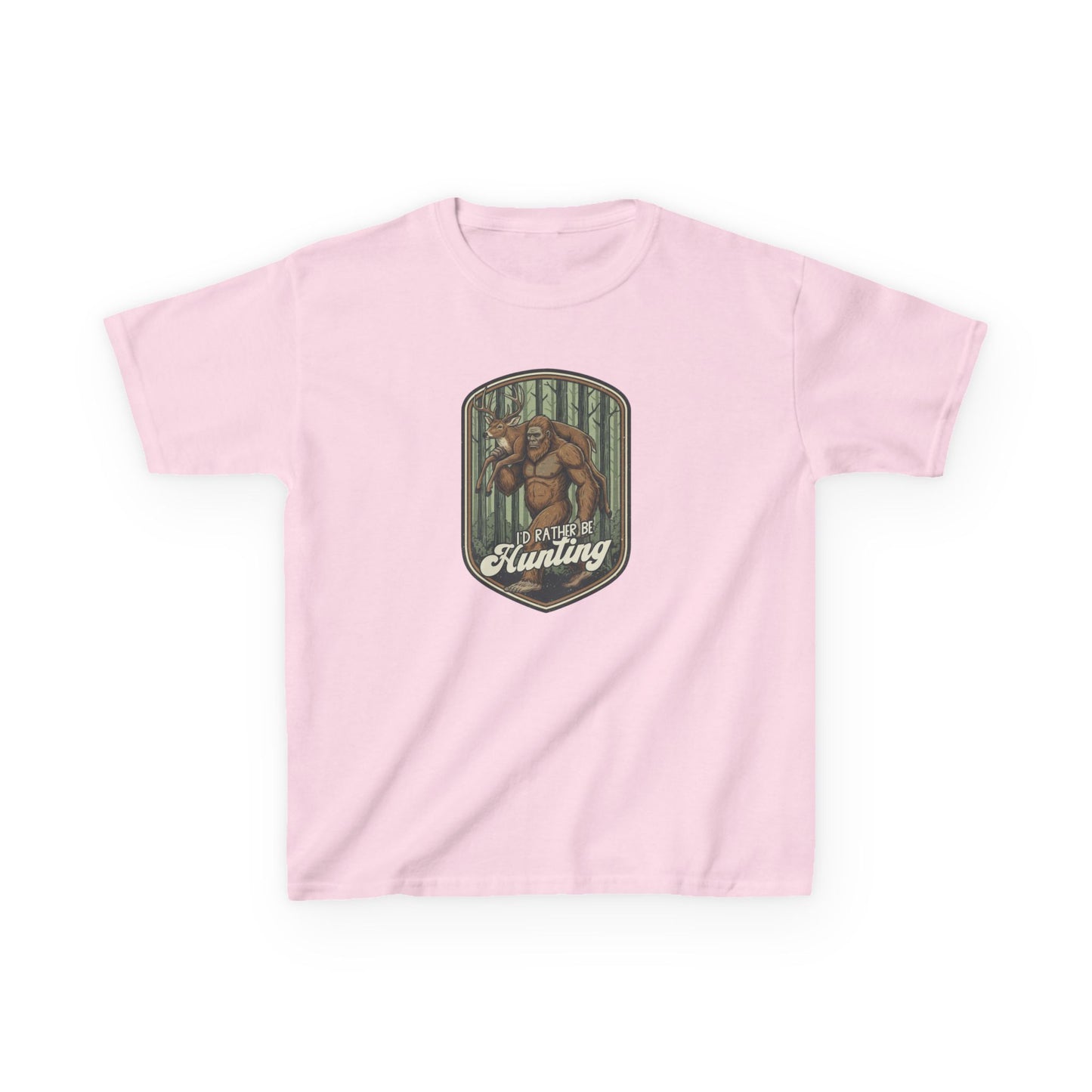 Pink t-shirt with a graphic and text on a white background