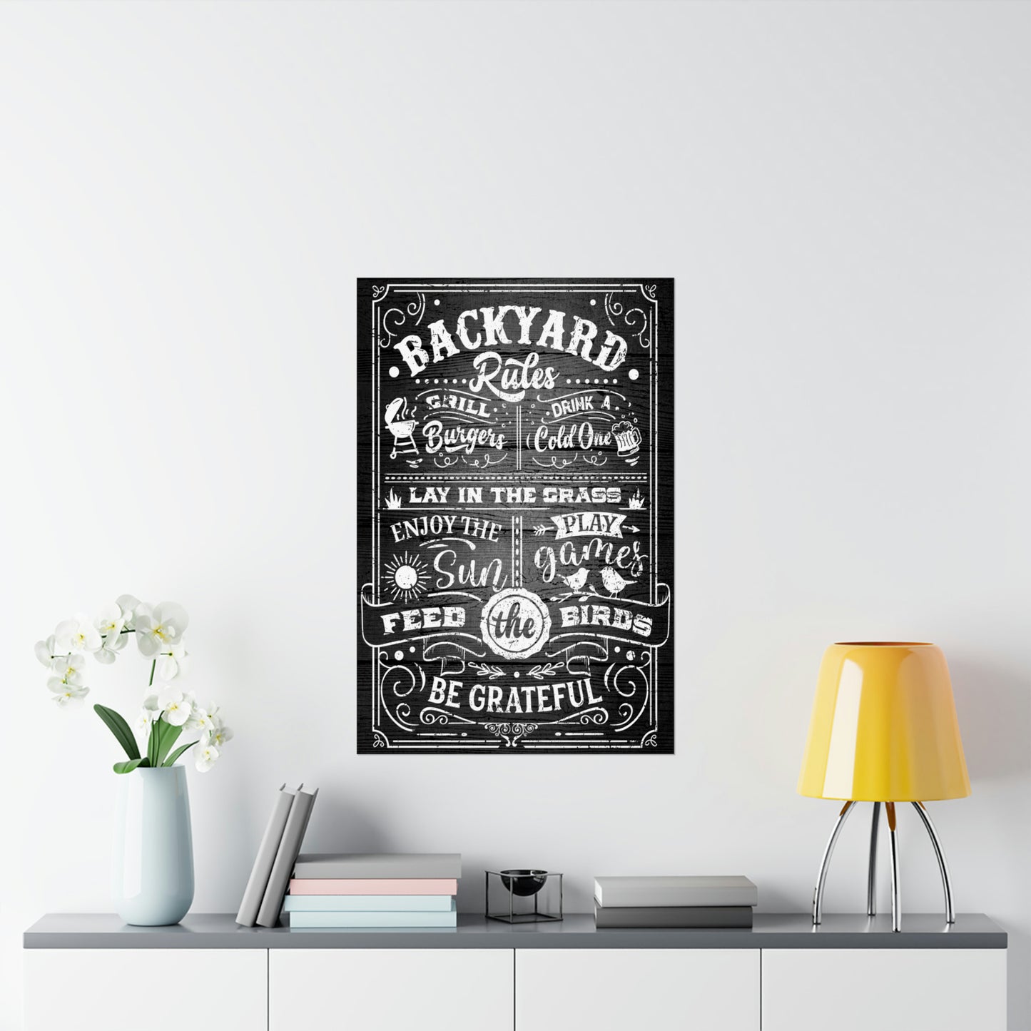 Cool Graphic Poster Backyard Rules Black