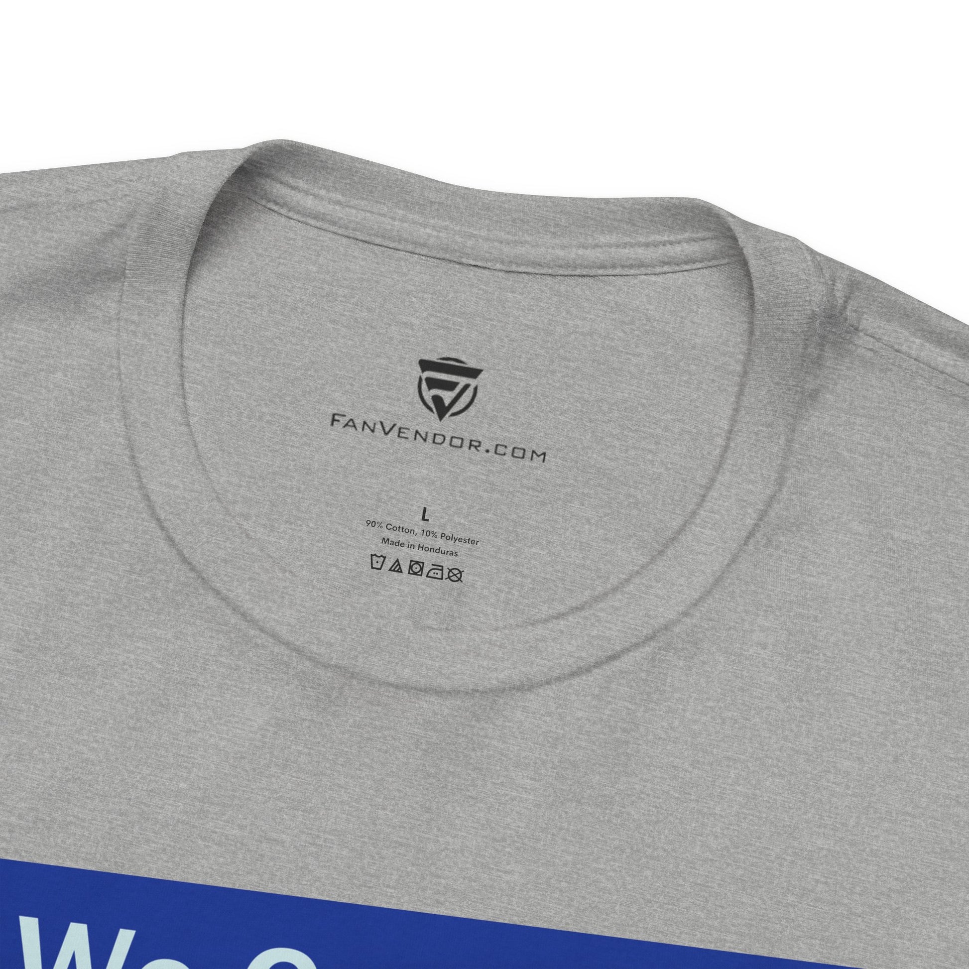 Gray t-shirt with 'Fanvendor.com' logo and text on a white background