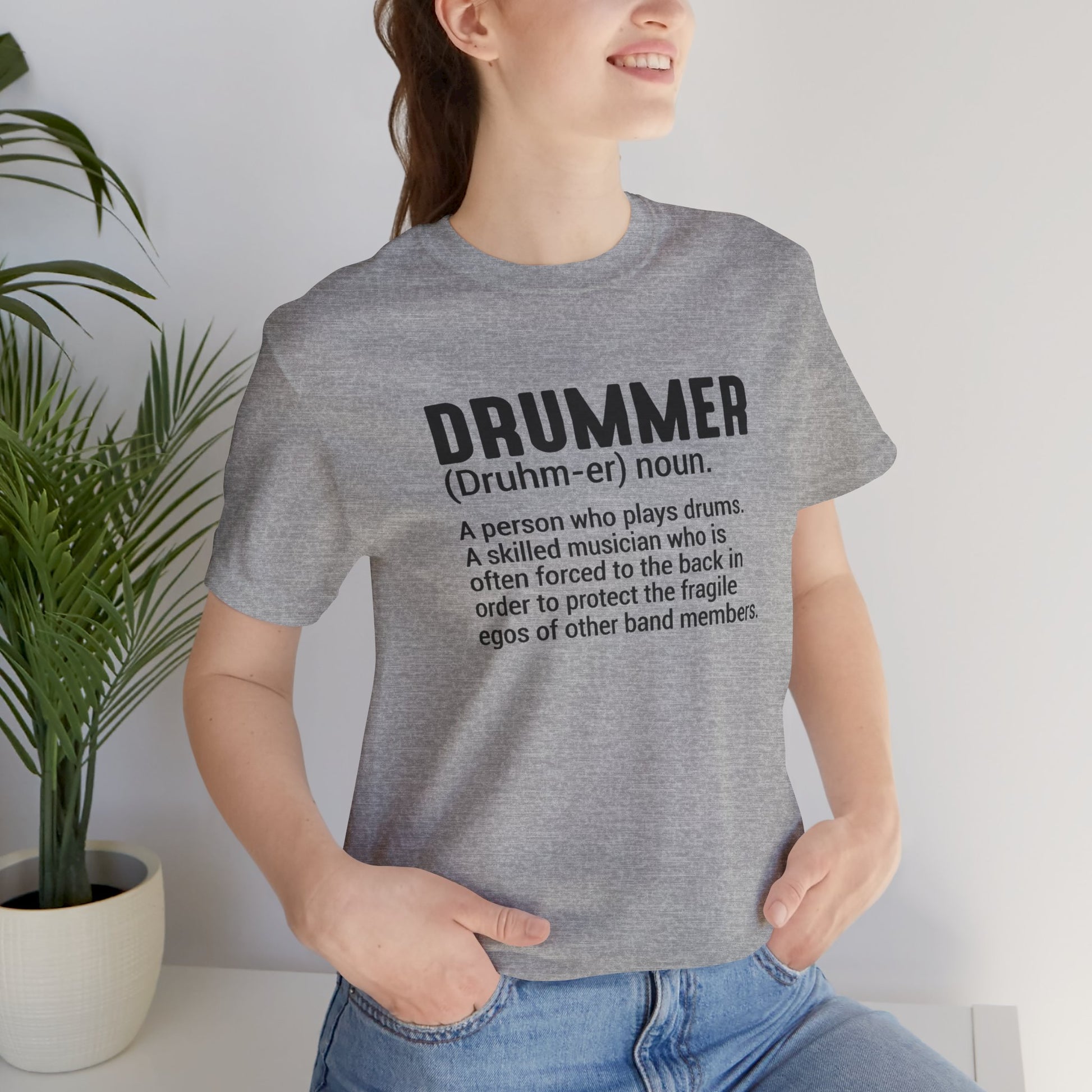 Funny Unisex T-Shirt Drummer Music Grey