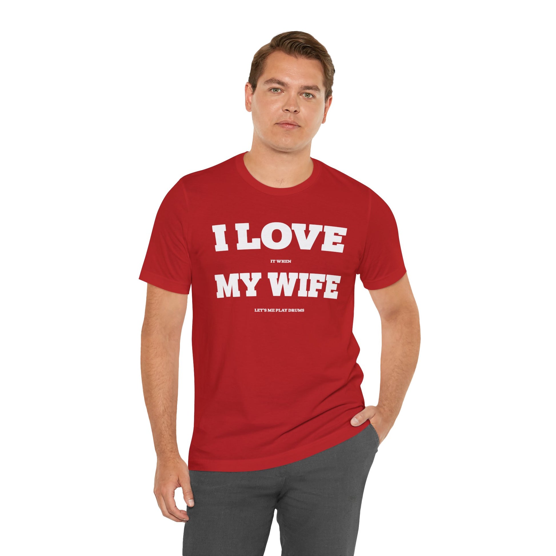 Funny Unisex T-Shirt Drummer Music Wife Red