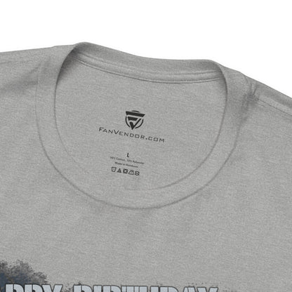 Gray t-shirt with 'Fanvendor.com' logo and text on the collar area.