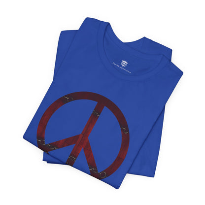 Unisex T-Shirt Chest Wood Peace Sign Blue