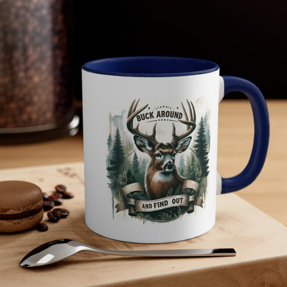 Accent Coffee Mug Cool Funny Deer Hunting Graphic Navy